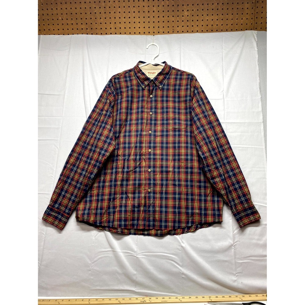 Wrangler Authentics Shirt Men XL Multicolor Cotton Plaid Long Sleeve Button Down